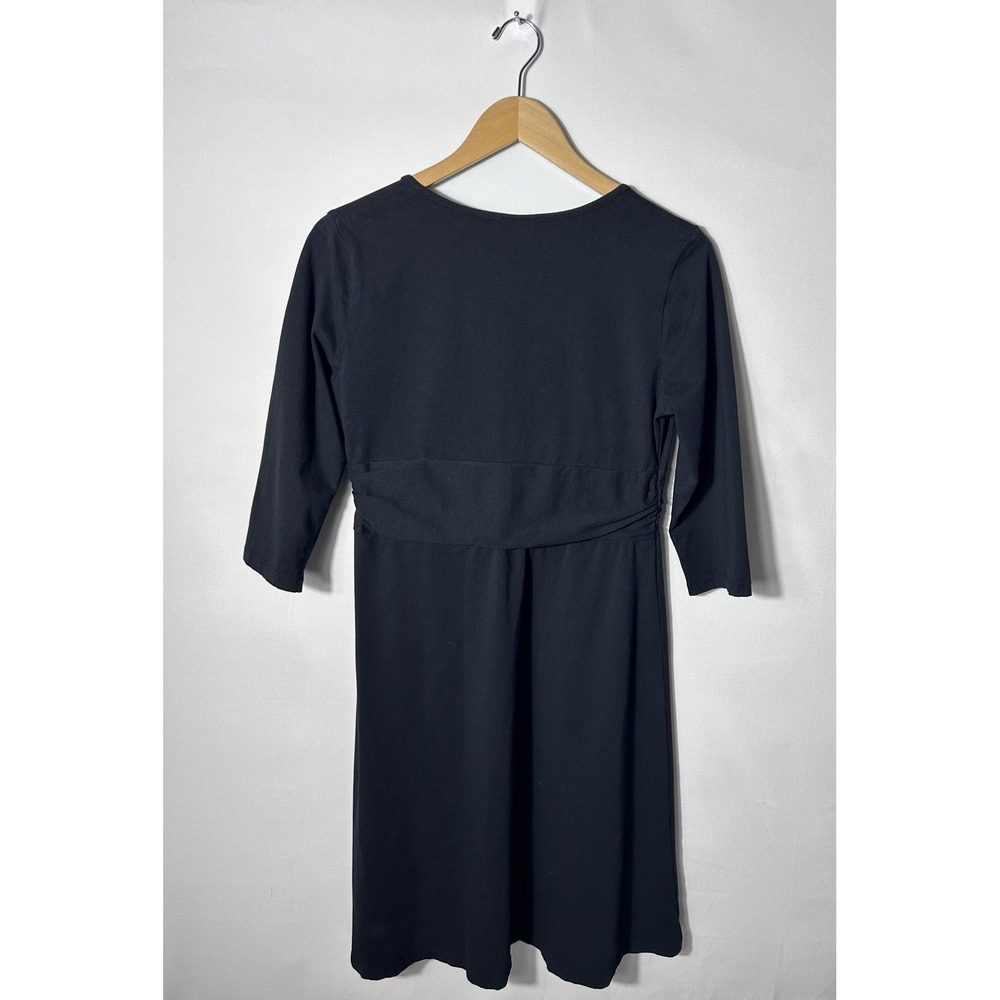 Patagonia Dress Womens Large Black Organic Cotton Empire 3/4 Sleeve Fit & Flare - Picture 3 of 7